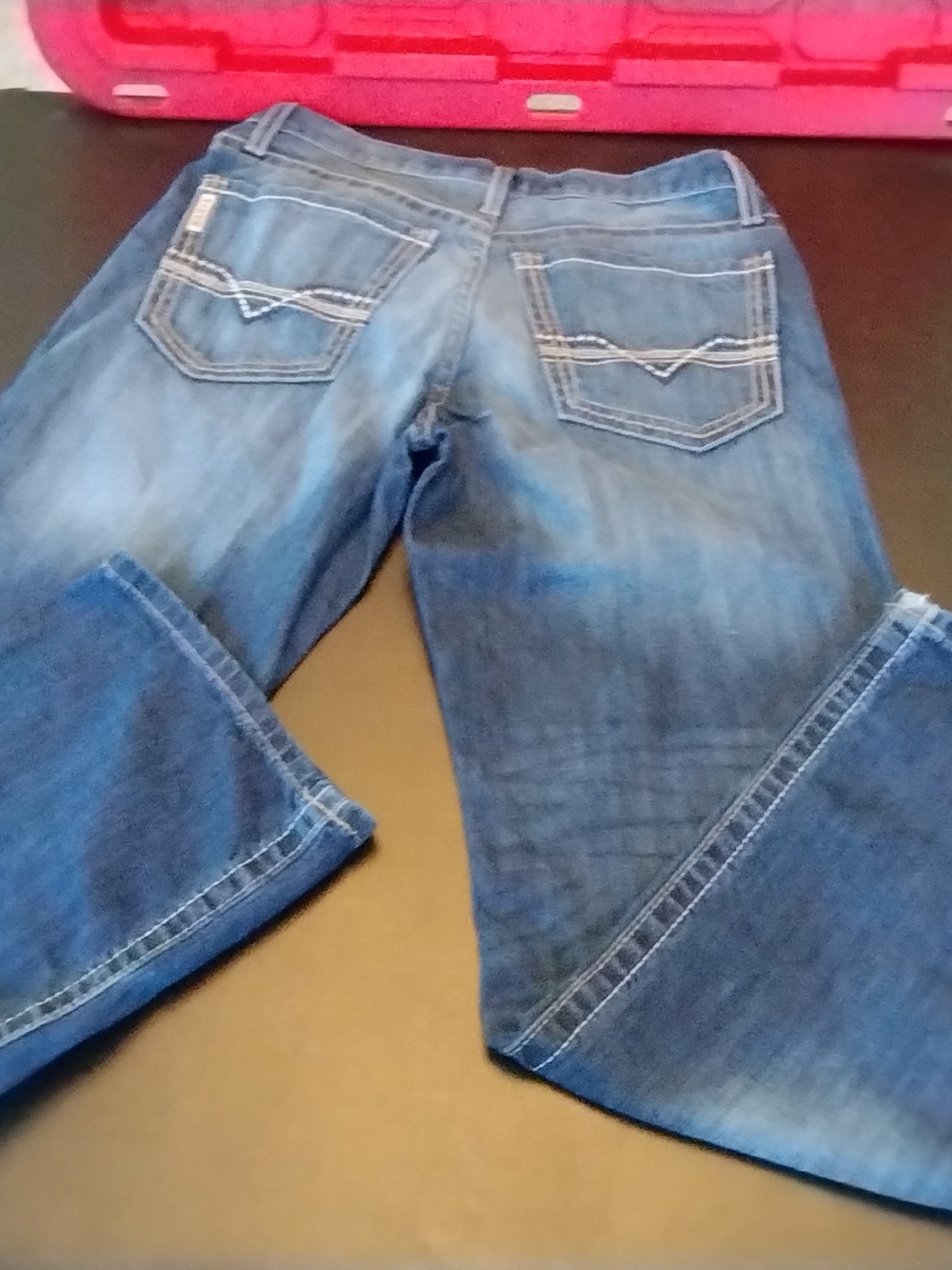 Cinch Blue Denim Jeans with Gold Zipper Accents 30X30 - Picture 8 of 9